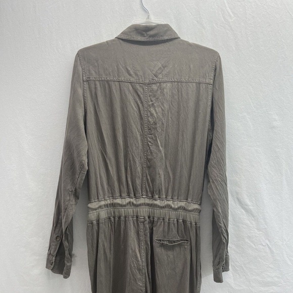 FAHERTY Arlie Jumpsuit Women Medium Green Linen Blend Long Sleeve Stretch - Picture 12 of 16